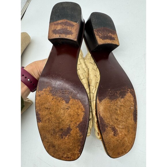 Cole Haan Womens Slide Heeled Sandals Sz 10B Beige Woven Leather Open-Toe Summer - Picture 12 of 12